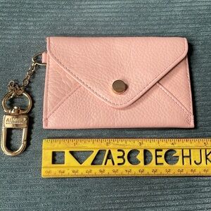 Aimee Kestenberg card case keychain in blush pink leather